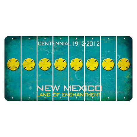 New Mexico Teal Centennial Cut License Plate Strips (Set of 8) Fire Badge