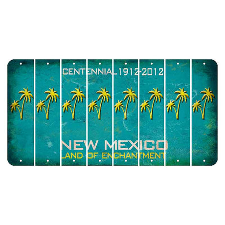 New Mexico Teal Centennial Cut License Plate Strips (Set of 8) Palm Trees