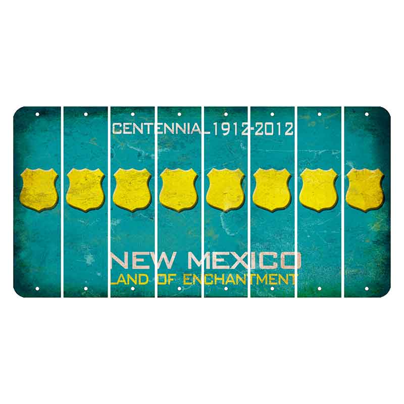 New Mexico Teal Centennial Cut License Plate Strips (Set of 8) Police Badge