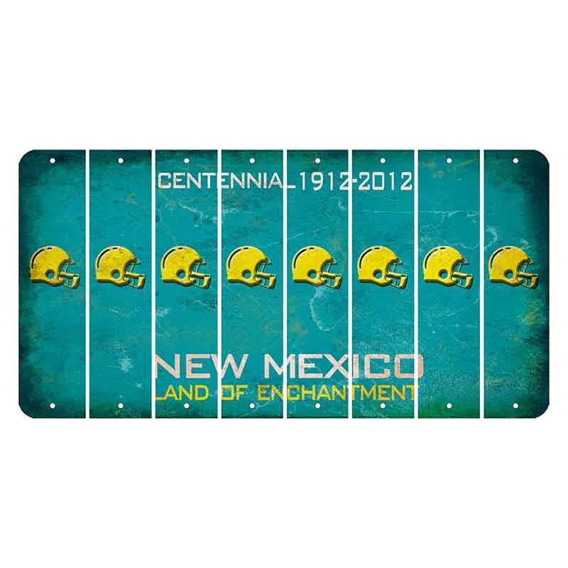 New Mexico Teal Centennial Cut License Plate Strips (Set of 8) Football Helmet