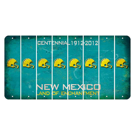 New Mexico Teal Centennial Cut License Plate Strips (Set of 8) Football Helmet