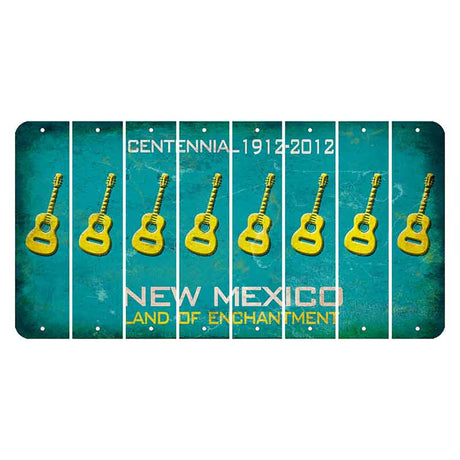 New Mexico Teal Centennial Cut License Plate Strips (Set of 8) Guitar