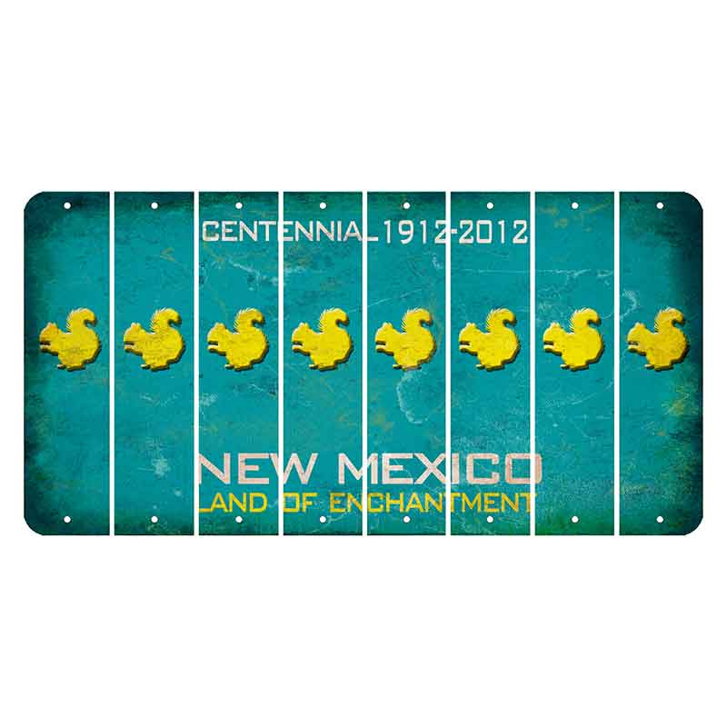 New Mexico Teal Centennial Cut License Plate Strips (Set of 8) Squirrel