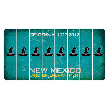 New Mexico Teal Centennial Cut License Plate Strips (Set of 8) Witches Hat