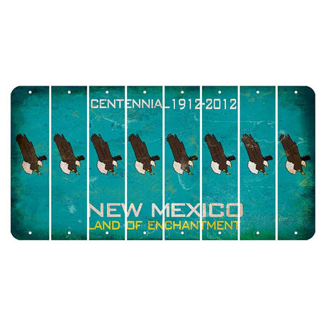 New Mexico Teal Centennial Cut License Plate Strips (Set of 8) Bald Eagle