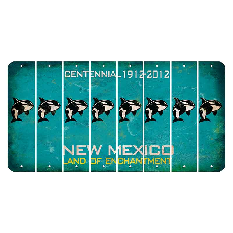 New Mexico Teal Centennial Cut License Plate Strips (Set of 8) Whale