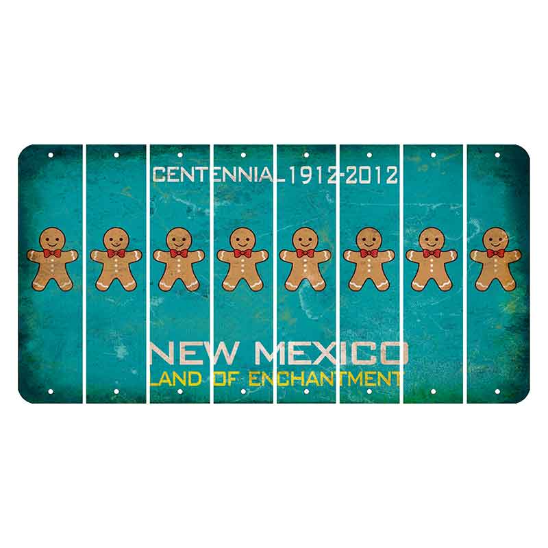 New Mexico Teal Centennial Cut License Plate Strips (Set of 8) Gingerbread Man