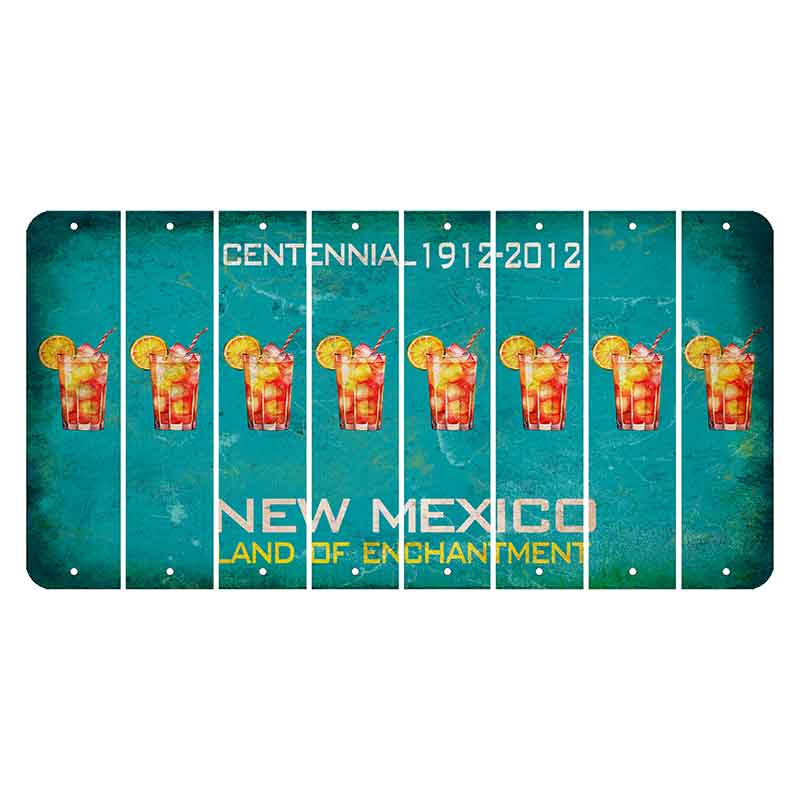 New Mexico Teal Centennial Cut License Plate Strips (Set of 8) Cocktail