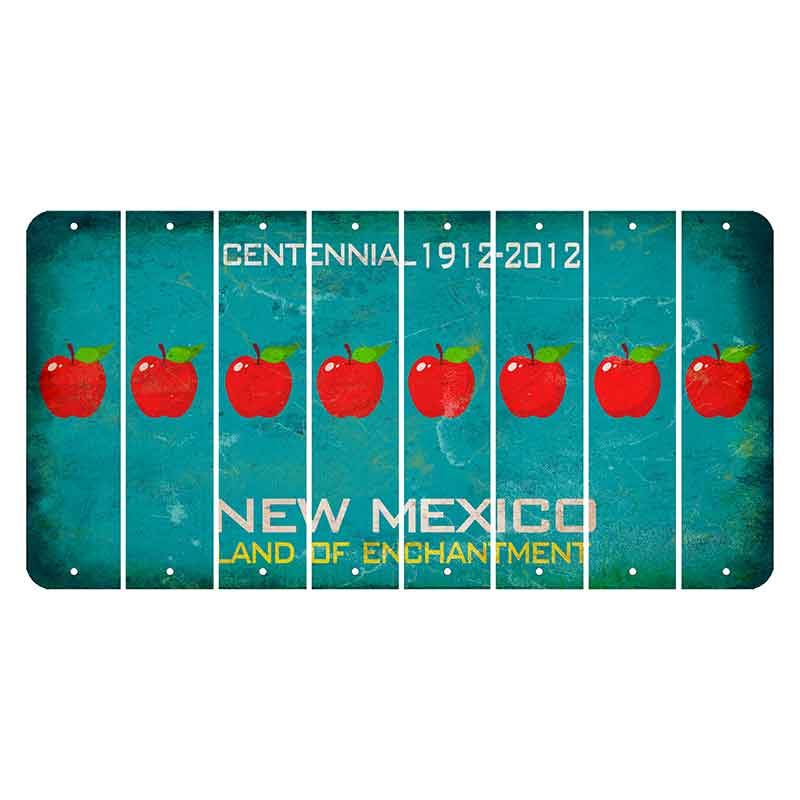 New Mexico Teal Centennial Cut License Plate Strips (Set of 8) Apple