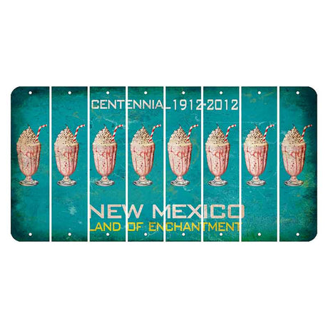 New Mexico Teal Centennial Cut License Plate Strips (Set of 8) Milkshake