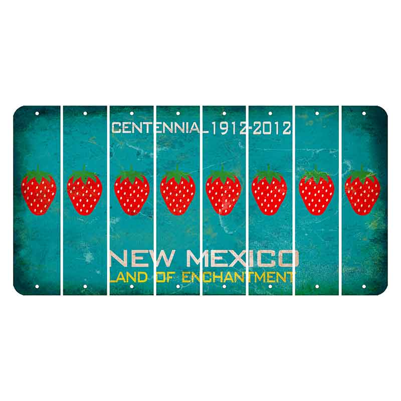 New Mexico Teal Centennial Cut License Plate Strips (Set of 8) Strawberry