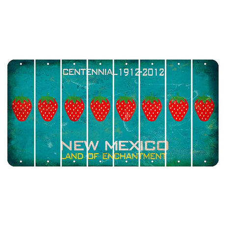 New Mexico Teal Centennial Cut License Plate Strips (Set of 8) Strawberry