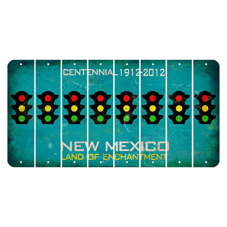 New Mexico Teal Centennial Cut License Plate Strips (Set of 8) Traffic Light