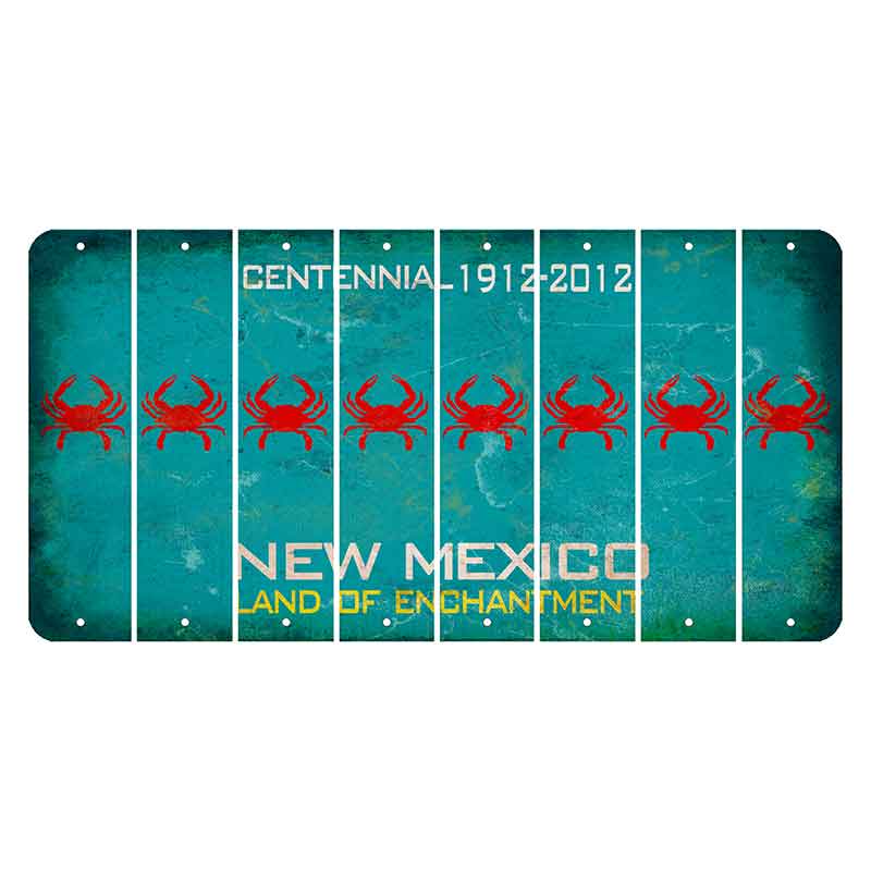 New Mexico Teal Centennial Cut License Plate Strips (Set of 8) Crab