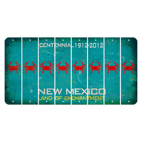 New Mexico Teal Centennial Cut License Plate Strips (Set of 8) Crab