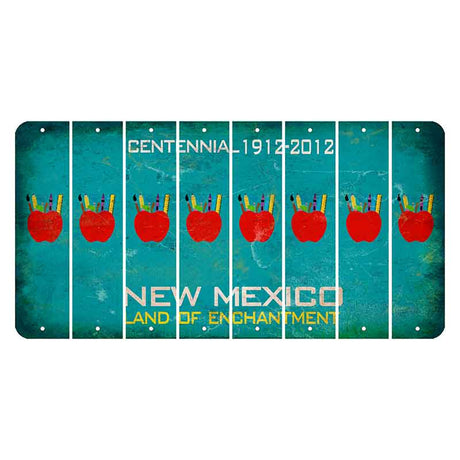 New Mexico Teal Centennial Cut License Plate Strips (Set of 8) Teacher Apple