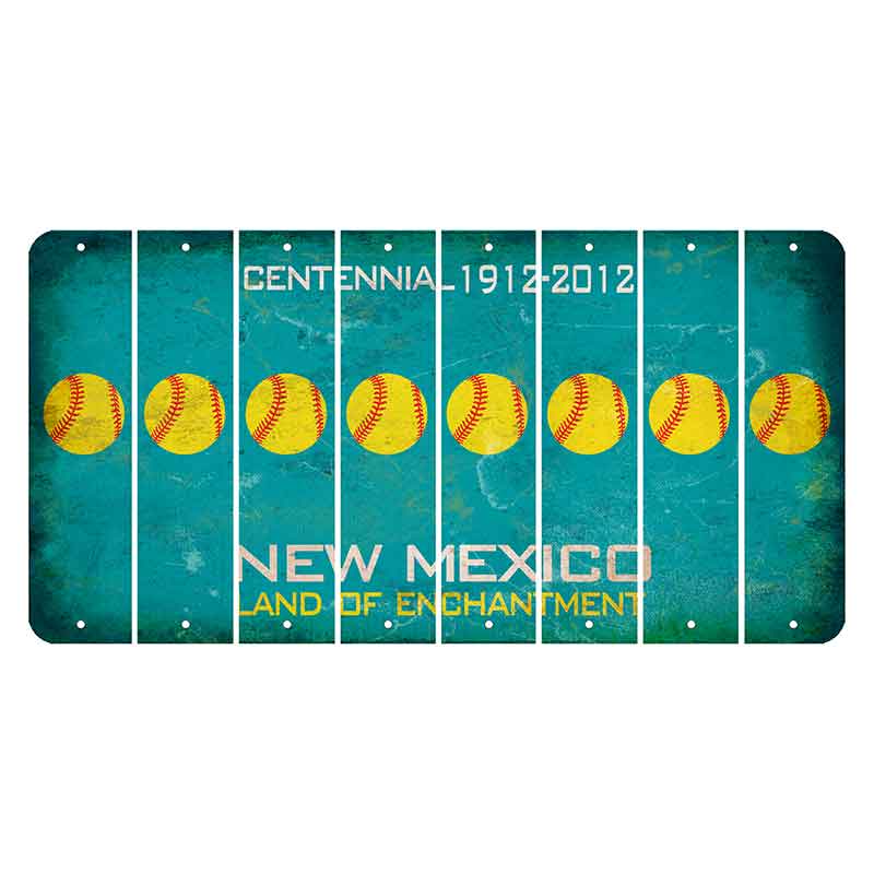 New Mexico Teal Centennial Cut License Plate Strips (Set of 8) Softball