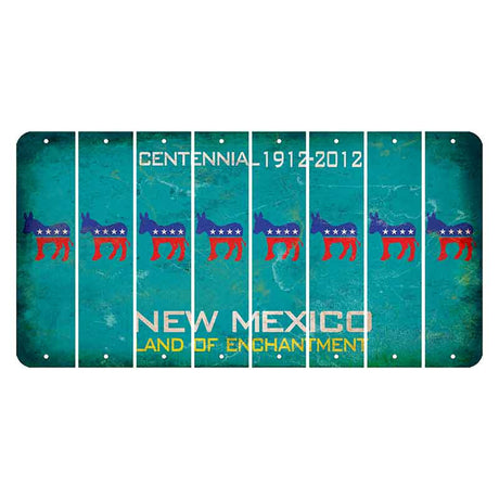 New Mexico Teal Centennial Cut License Plate Strips (Set of 8) Democrat