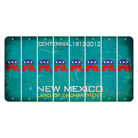 New Mexico Teal Centennial Cut License Plate Strips (Set of 8) Republican