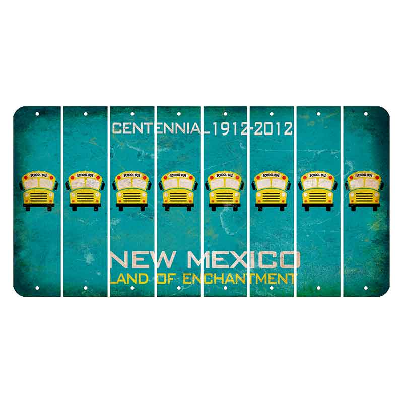 New Mexico Teal Centennial Cut License Plate Strips (Set of 8) School Bus