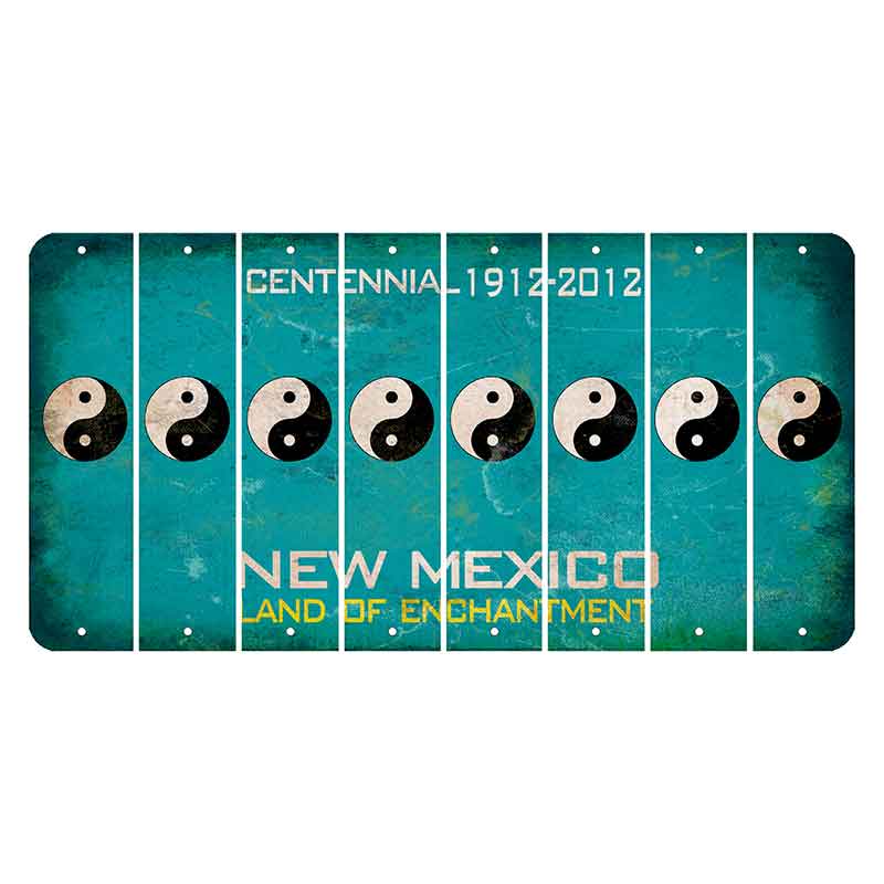 New Mexico Teal Centennial Cut License Plate Strips (Set of 8) Yin Yang