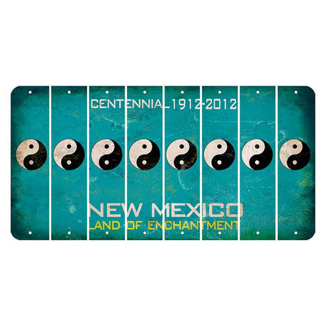 New Mexico Teal Centennial Cut License Plate Strips (Set of 8) Yin Yang