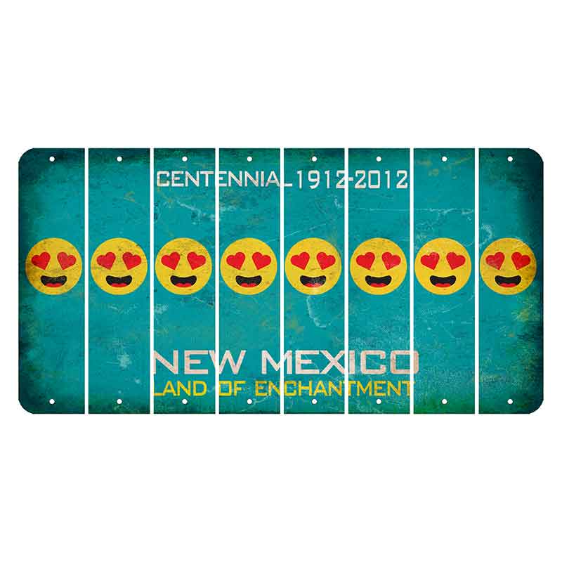 New Mexico Teal Centennial Cut License Plate Strips (Set of 8) Emoji - Heart Eyes