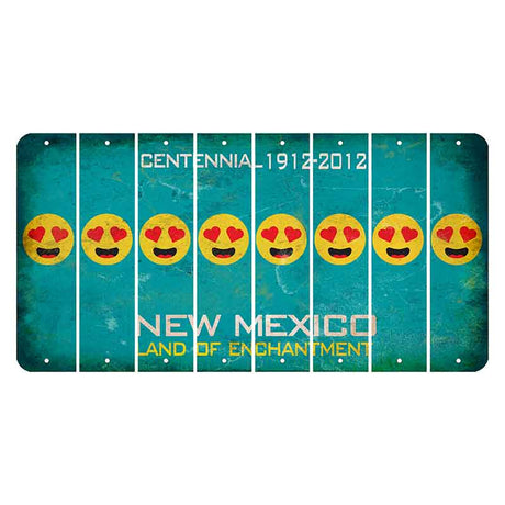 New Mexico Teal Centennial Cut License Plate Strips (Set of 8) Emoji - Heart Eyes