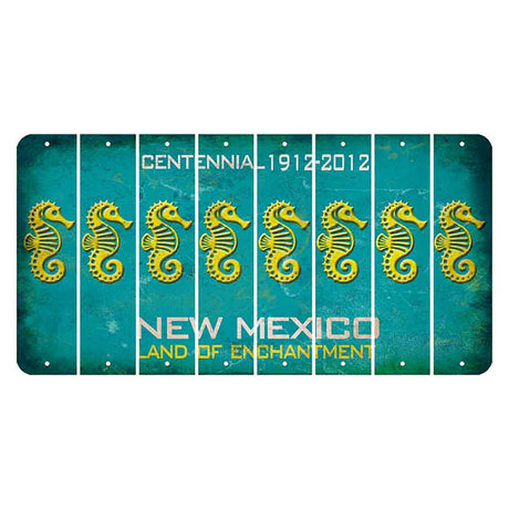 New Mexico Teal Centennial Cut License Plate Strips (Set of 8) Seahorse