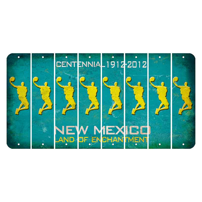 New Mexico Teal Centennial Cut License Plate Strips (Set of 8) Basketball Player