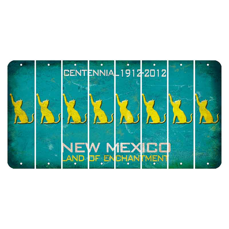 New Mexico Teal Centennial Cut License Plate Strips (Set of 8) Cat