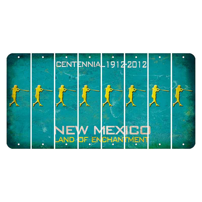 New Mexico Teal Centennial Cut License Plate Strips (Set of 8) Softball Batter