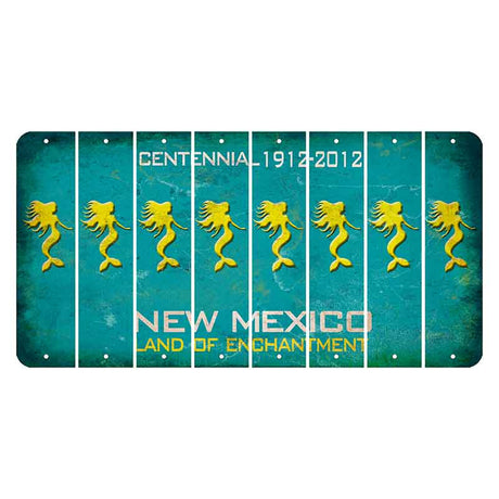 New Mexico Teal Centennial Cut License Plate Strips (Set of 8) Mermaid