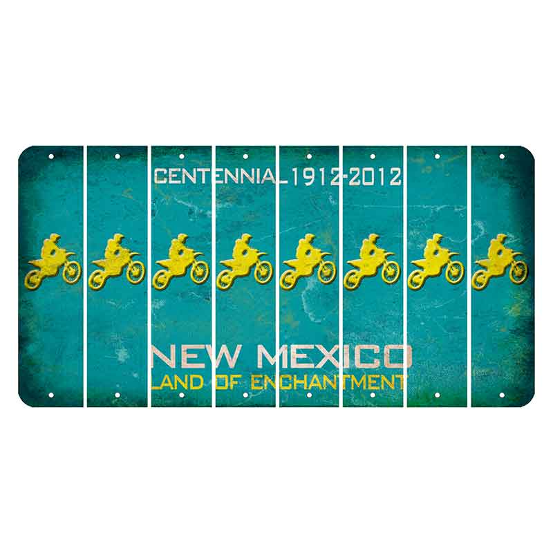 New Mexico Teal Centennial Cut License Plate Strips (Set of 8) Dirtbike Rider