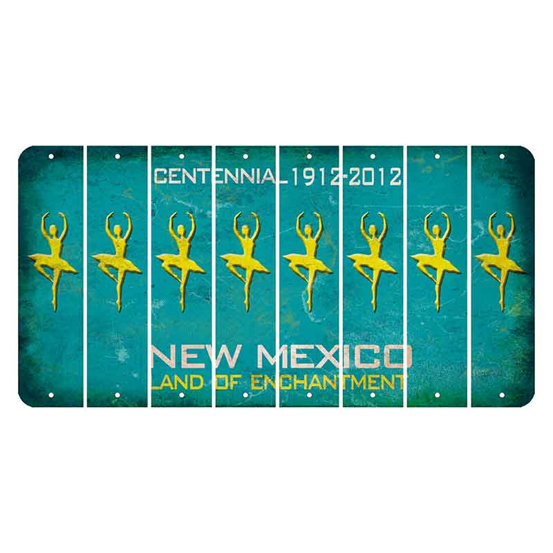 New Mexico Teal Centennial Cut License Plate Strips (Set of 8) Ballerina Dancer