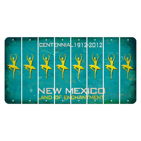 New Mexico Teal Centennial Cut License Plate Strips (Set of 8) Ballerina Dancer