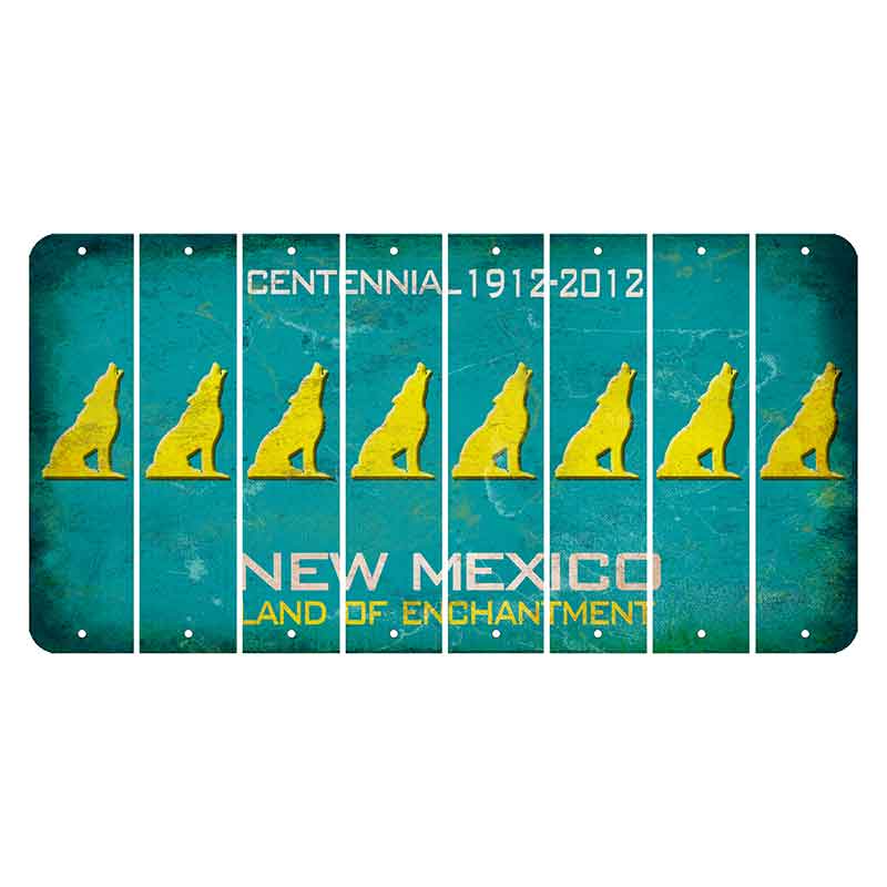 New Mexico Teal Centennial Cut License Plate Strips (Set of 8) Howling Wolf