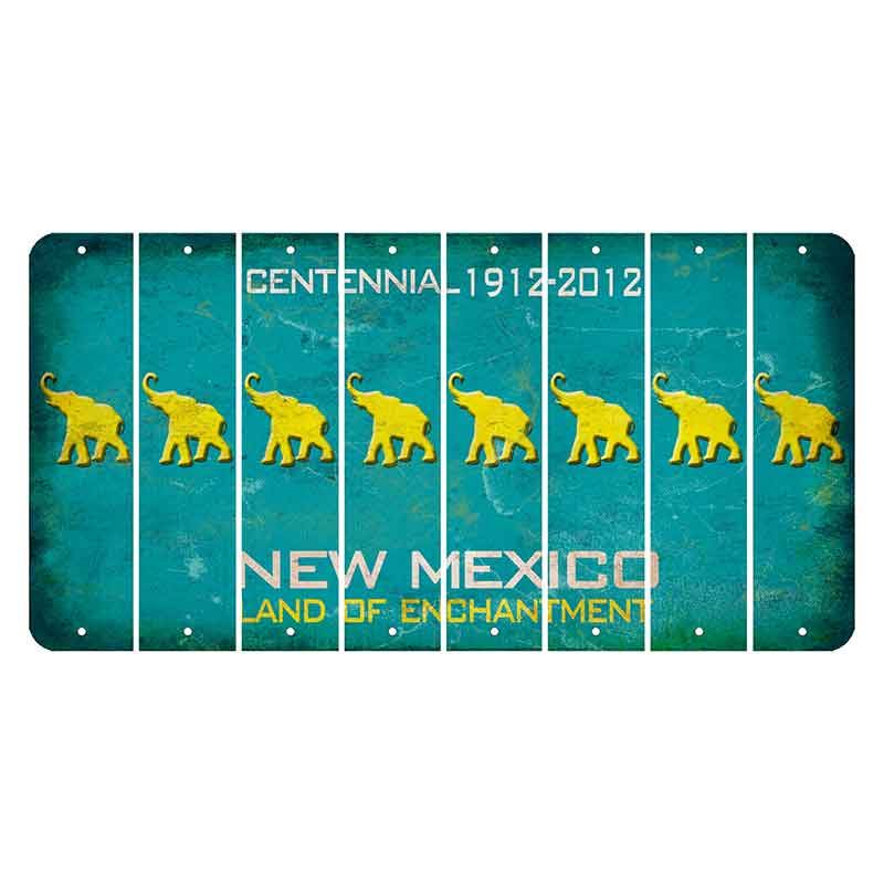 New Mexico Teal Centennial Cut License Plate Strips (Set of 8) Elephant