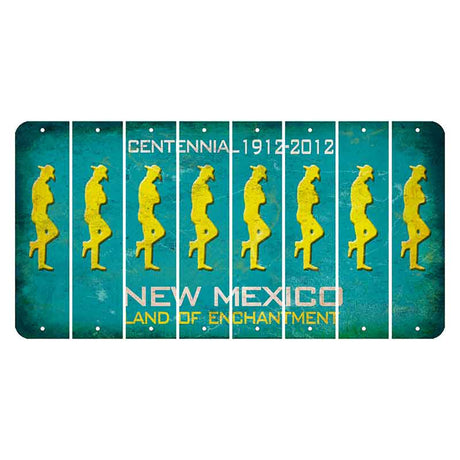 New Mexico Teal Centennial Cut License Plate Strips (Set of 8) Cowboy - Leaning