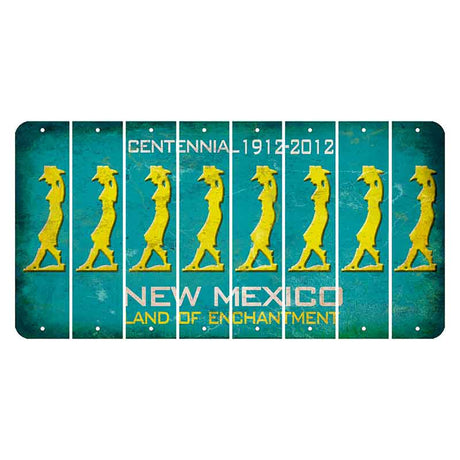 New Mexico Teal Centennial Cut License Plate Strips (Set of 8) Cowgirl - Leaning