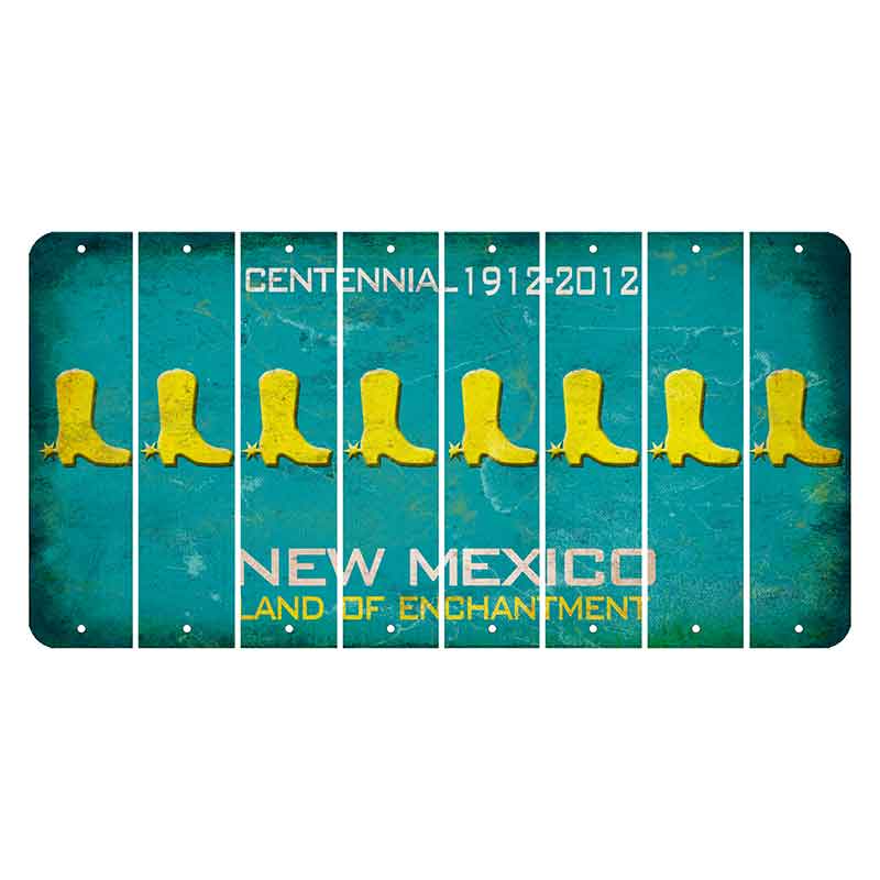 New Mexico Teal Centennial Cut License Plate Strips (Set of 8) Cowboy Boot