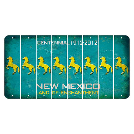 New Mexico Teal Centennial Cut License Plate Strips (Set of 8) Horse