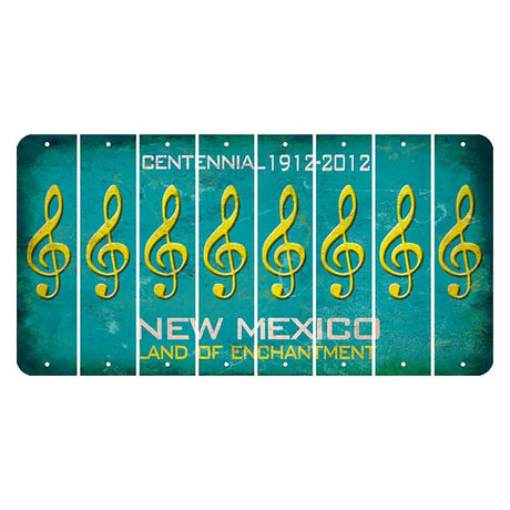 New Mexico Teal Centennial Cut License Plate Strips (Set of 8) Music Note