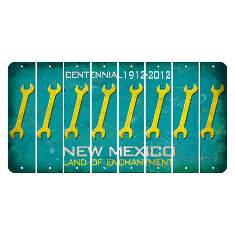 New Mexico Teal Centennial Cut License Plate Strips (Set of 8) Wrench