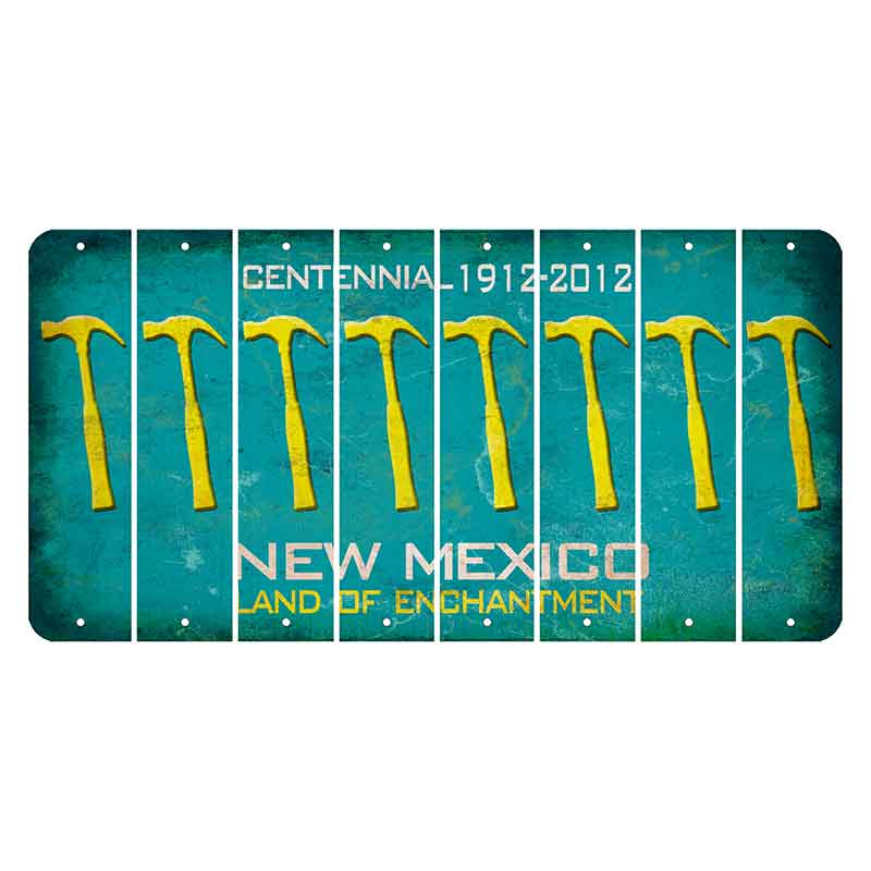 New Mexico Teal Centennial Cut License Plate Strips (Set of 8) Hammer