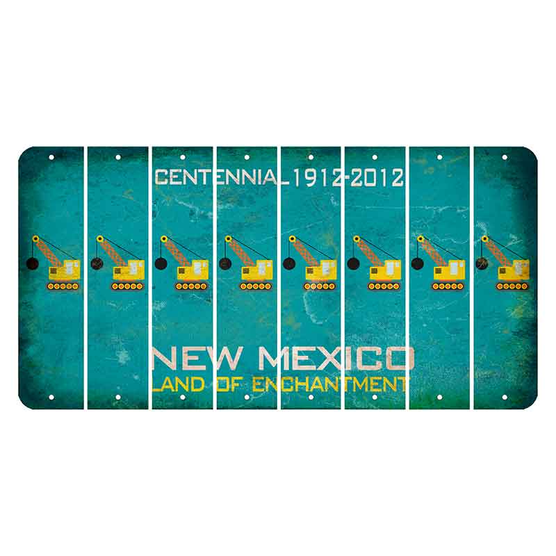 New Mexico Teal Centennial Cut License Plate Strips (Set of 8) Wrecking Ball Crane