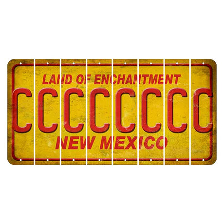 New Mexico Yellow Land of Enchantment Cut License Plate Strips (Set of 8) C