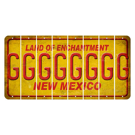 New Mexico Yellow Land of Enchantment Cut License Plate Strips (Set of 8) G