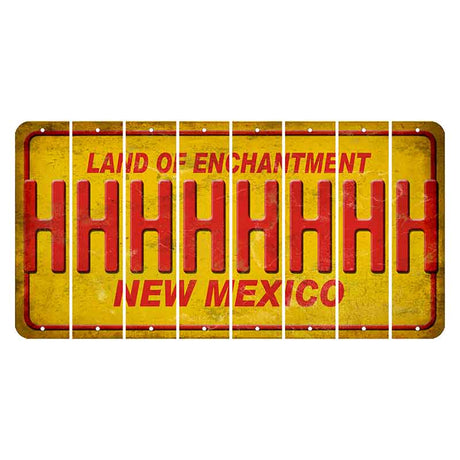 New Mexico Yellow Land of Enchantment Cut License Plate Strips (Set of 8) H