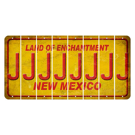 New Mexico Yellow Land of Enchantment Cut License Plate Strips (Set of 8) J